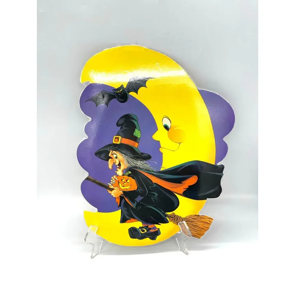 Vintage Eureka USA Halloween Die Cut Witch Decoration Double Sided 14